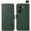 Custodia per telefono KHAZNEH in vera pelle Litchi con protezione RFID e magnete laterale per Redmi Turbo 4 / Poco X7 Pro (verde)