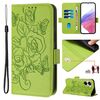 Custodia in pelle antifurto RFID con motivo a rosa in rilievo per Xiaomi Poco X7 Pro 5G / Redmi Turbo 4 5G (verde)