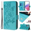 Custodia in pelle antifurto RFID con motivo a rosa in rilievo per Xiaomi Poco X7 Pro 5G / Redmi Turbo 4 5G (azzurro)