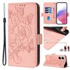 Custodia in pelle antifurto RFID con motivo a rose in rilievo per Xiaomi Poco X7 Pro 5G / Redmi Turbo 4 5G (rosa)