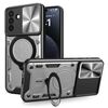 Per Samsung Galaxy A56 5G CD Texture Custodia per telefono con supporto magnetico scorrevole Camshield (argento)