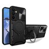 Per Samsung Galaxy A16 5G CD Texture Custodia per telefono con supporto magnetico scorrevole Camshield (nero)
