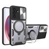 Per Samsung Galaxy A36 5G CD Texture Custodia per telefono con supporto magnetico scorrevole Camshield (argento)