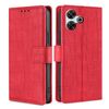 Per Redmi 13 4G Custodia in pelle con chiusura magnetica in coccodrillo (rosso)