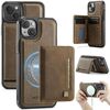 Per iPhone 13 AutSpace A13 MagSafe Magnetic RFID Flip Card Bag Custodia per telefono (caffè)