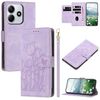Per Redmi Note 14 5G Custodia per telefono in pelle goffrata con cordino (viola)
