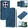 Per Redmi Note 14 Pro 5G Custodia per telefono in pelle goffrata con cordino (blu)