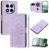 Per Redmi Note 14 Pro+ 5G Custodia per telefono in pelle goffrata con cordino (viola)
