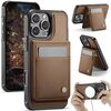 Per iPhone 16 Pro Max JEEHOOD J06 British Style RFID MagSafe Card Bag PU Custodia per telefono (marrone)