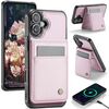 Per iPhone 16 JEEHOOD J06 British Style RFID MagSafe Card Bag PU Custodia per telefono (rosa)