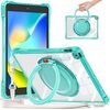 Per iPad 10.2 2021/2020/2019 Custodia per tablet in TPU ibrida trasparente per PC con maniglia ad anello rotante (verde chiaro)