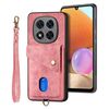 Custodia pieghevole in pelle con cinturino per Xiaomi Redmi Note 14 Pro+ 5G, portafoglio retrò con carte di credito (rosa)