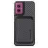 Per Motorola Moto G55 Custodia per telefono cellulare MagSafe in pelle e fibra di carbonio (nero)