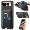 Custodia per telefono con inserto laterale in pelle con anello a croce retrò per Google Pixel 7 Pro MagSafe (nera)