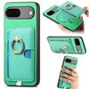 Custodia per telefono con inserto laterale in pelle con anello a croce retrò per Google Pixel 7 MagSafe (verde)