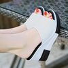 Sandali con zeppa e plateau in morbida pelle PU da donna, con tacco alto e punta aperta, taglia: 37 (bianco)