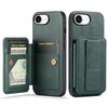 Per iPhone 16e Fierre Shann Oil Wax Cow Leather Card Holder Back Phone Case (verde)