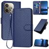 Per OPPO A5 Pro 5G YX0070 Custodia in pelle con fibbia in fibra di carbonio e cordino (blu reale)