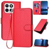 Per Honor X8c 4G YX0070 Custodia in pelle con fibbia in fibra di carbonio con cordino (rosso)