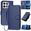 Per Honor X8c 4G YX0070 Custodia in pelle con fibbia in fibra di carbonio e cordino (blu reale)