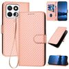 Per Honor X8c 4G YX0070 Custodia in pelle con fibbia in fibra di carbonio e cordino (rosa)