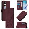 Custodia a tracolla in pelle con stampa 3D per vivo V50 Lite 5G (rosso vino)
