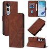 Custodia a tracolla in pelle con stampa 3D per vivo V50 Lite 5G (marrone)