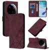 Custodia a tracolla in pelle con stampa 3D per Xiaomi 15 Ultra (rosso vino)