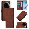 Per Xiaomi 15 Ultra Crossbody 3D Embossed Flip Custodia per telefono in pelle (marrone)