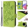 Custodia antifurto in pelle RFID con motivo a rose in rilievo per Xiaomi 15 Ultra (verde)