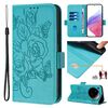 Custodia antifurto in pelle RFID con motivo a rose in rilievo per Xiaomi 15 Ultra (blu chiaro)