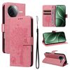 Per Redmi K80 / K80 Pro Custodia in pelle con motivo in rilievo a forma di albero e gatto (rosa)
