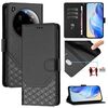 Custodia in pelle con stampa a nido d'ape e RFID per Xiaomi 15 Ultra (nera)