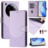Custodia in pelle con stampa a nido d'ape e protezione RFID per Xiaomi 15 Ultra (viola chiaro)
