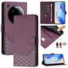 Custodia in pelle con stampa a nido d'ape e protezione RFID per Xiaomi 15 Ultra (viola)