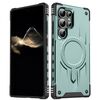 Per Samsung Galaxy S23 Ultra 5G Straship Custodia per telefono ibrida in TPU magnetico per PC (verde notte)