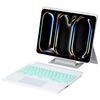 Per iPad Pro 13 2024 Supporto galleggiante staccabile con tastiera retroilluminata Custodia in pelle per tablet con touchpad (bianco)