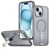 Per iPhone 15 Custodia per telefono con supporto MagSafe a nido d'ape (grigio titanio)