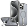 Per iPhone 15 Pro Max Custodia per telefono con supporto MagSafe a nido d'ape (grigio titanio)