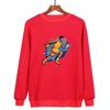 Felpa girocollo casual larga con stampa giocatore di basket, stampa su richiesta, taglia: XL (rosso)