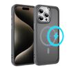 Per iPhone 15 Pro Max Custodia protettiva per obiettivo hardware MagSafe magnetica in TPU ibrida per PC (grigio)