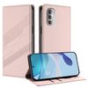 Per Motorola Moto G51 5G Custodia per telefono in pelle retrò con portafoglio multifunzionale in rilievo (rosa)