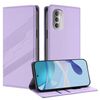 Per Motorola Moto G51 5G Custodia per telefono in pelle retrò con portafoglio multifunzionale in rilievo (viola chiaro)