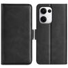 Custodia in pelle con chiusura magnetica orizzontale a doppio lato per OPPO Reno13 5G (nera)