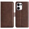 Custodia in pelle con chiusura magnetica orizzontale a doppio lato per OPPO Reno13 5G (marrone)