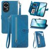 Per Huawei nova 13 Custodia in pelle con cerniera e motivo floreale in rilievo (blu)
