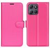 Custodia a libro orizzontale in pelle con supporto per Motorola Moto G Power 2025 con texture Litchi (rosso rosa)