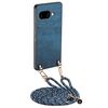 Per Google Pixel 9a Custodia per telefono in pelle vintage con retro in PC e tracolla (blu)