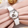 Orologio meccanico completamente automatico Dulunwe 6023C impermeabile 30m, colore: pelle naturale bianca