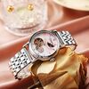 Orologio meccanico completamente automatico Dulunwe 6023C impermeabile 30m, colore: cinturino in acciaio naturale rosa